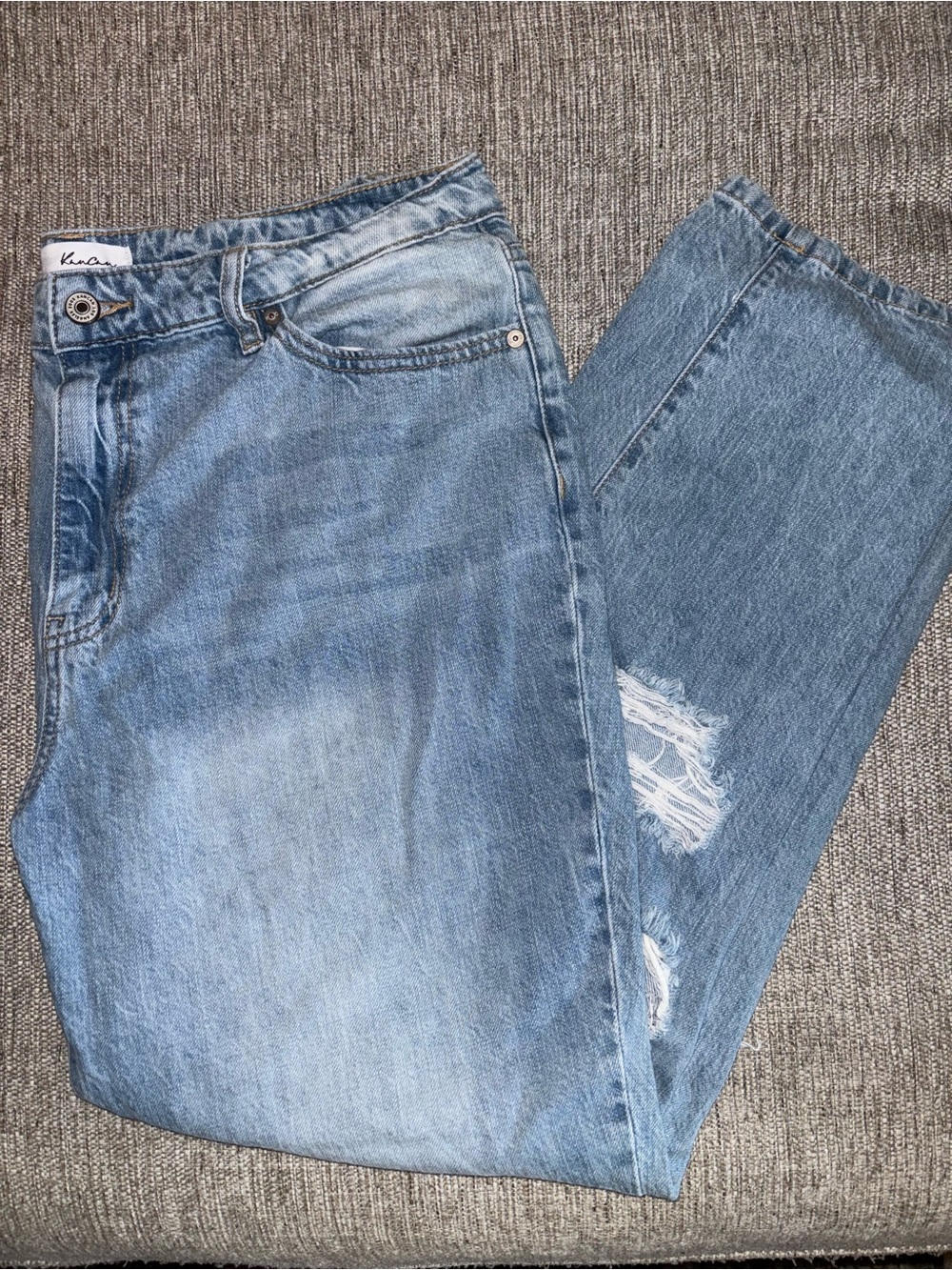 KanCan Light Blue Ripped Straight Jeans